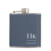 Monogramm personalisiert klassisch navyblau weiß flachmann (Vorderseite)