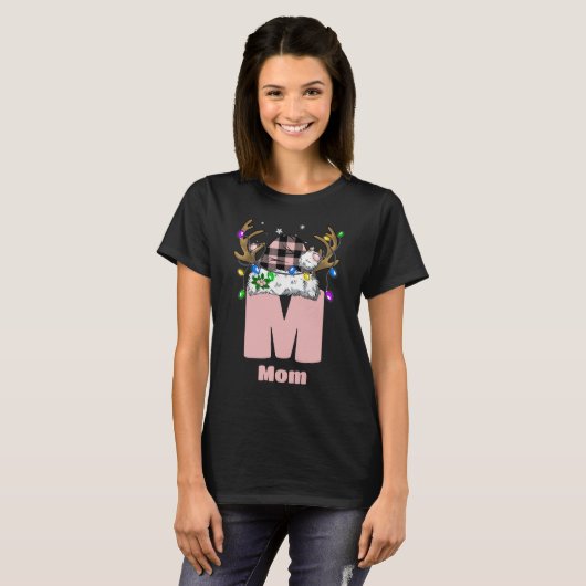 Monogramm Personalisiert mit Name Rosa Weihnachten T-Shirt (Vorne ganz)