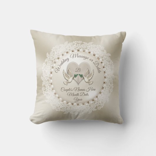 Monogramm Personalisiert, Perl-Brautparty-Geschenk Kissen (Vorderseite)