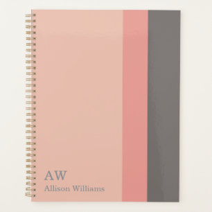 Monogramm Personalisiert Pink, Rose Sand & Grau Planer