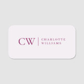 Monogramm Personalisiert rosa Anfangs- und Name-Ta Namensschild (Vorderseite)