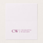 Monogramm Personalisiert rosa Faltkarte (Außenseite Aufgefaltet)
