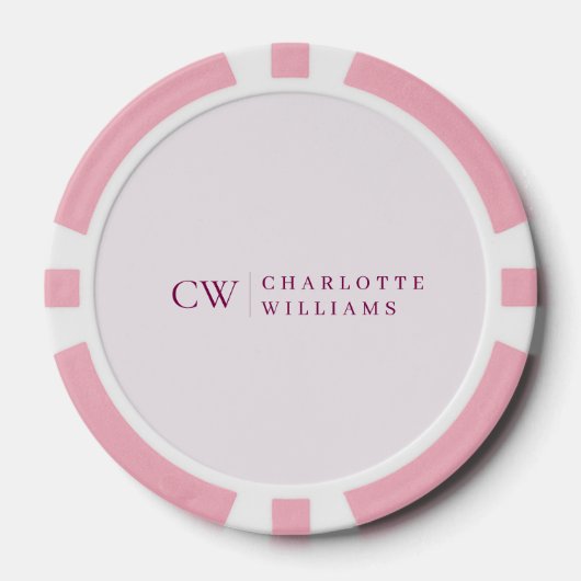 Monogramm Personalisiert rosa Initial-Poker-Chip Pokerchips (Vorderseite)