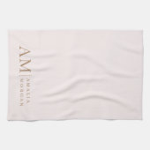 Monogramm Personalisiert rosa Initial und Name Geschirrtuch (Horizontal)