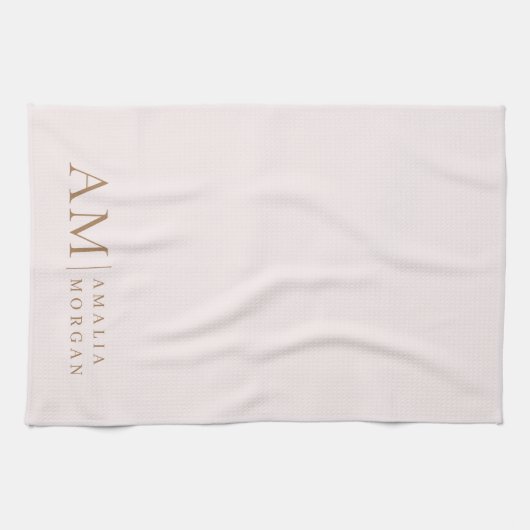 Monogramm Personalisiert rosa Initial und Name Geschirrtuch (Horizontal)