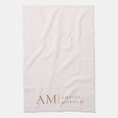 Monogramm Personalisiert rosa Initial und Name Geschirrtuch (Vertikal)