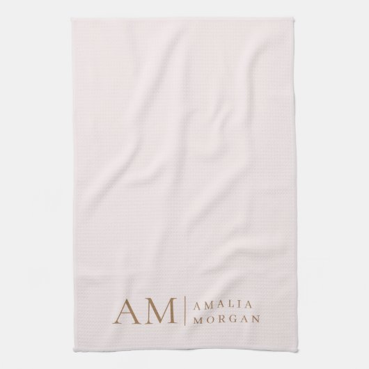 Monogramm Personalisiert rosa Initial und Name Geschirrtuch (Vertikal)