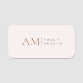 Monogramm Personalisiert rosa Initial und Name Namensschild (Vorderseite)