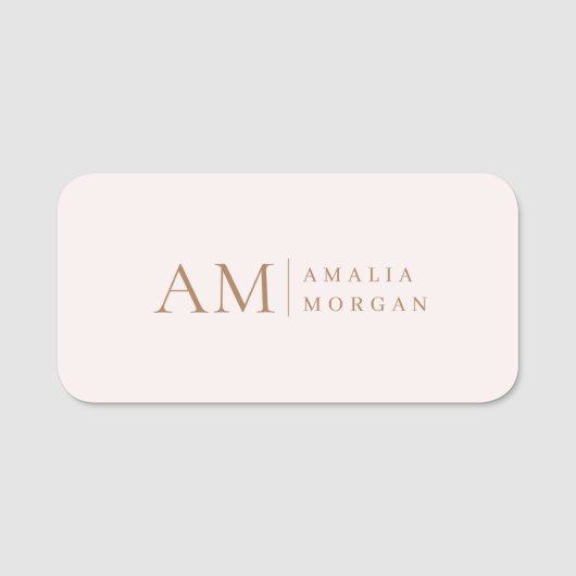 Monogramm Personalisiert rosa Initial und Name Namensschild (Vorderseite)