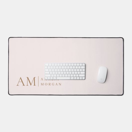 Monogramm Personalisiert rosa Initial und Name Schreibtischunterlage (Tastatur & Maus)