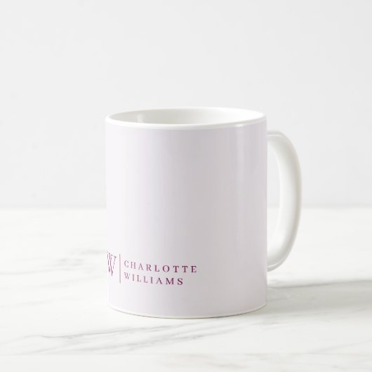 Monogramm Personalisiert rosa Initial- und Name-Ta Kaffeetasse (VorderseiteRechts)