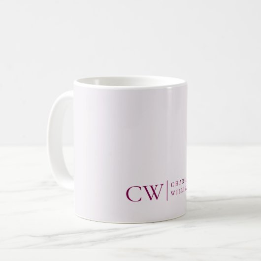 Monogramm Personalisiert rosa Initial- und Name-Ta Kaffeetasse (Vorderseite Links)