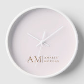 Monogramm Personalisiert rosa Initial und Name Uhr (Vorderseite)