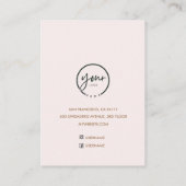 Monogramm Personalisiert rosa Initial und Name Visitenkarte (Rückseite)