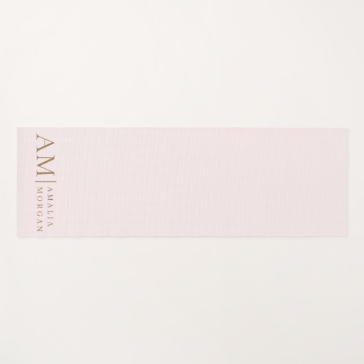 Monogramm Personalisiert rosa Initial und Name Yogamatte (Vorderseite (Horizontal))