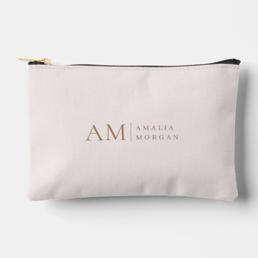 Monogramm Personalisiert rosa Initial und Name Zubehörtasche (Vorderseite)