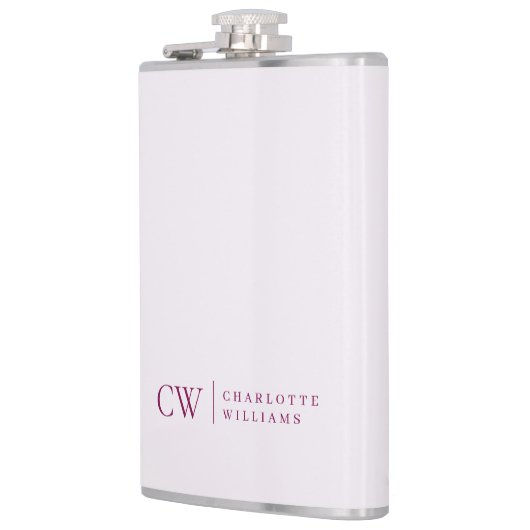 Monogramm Personalisiert rosa Initial- und Namensf Flachmann (Links)