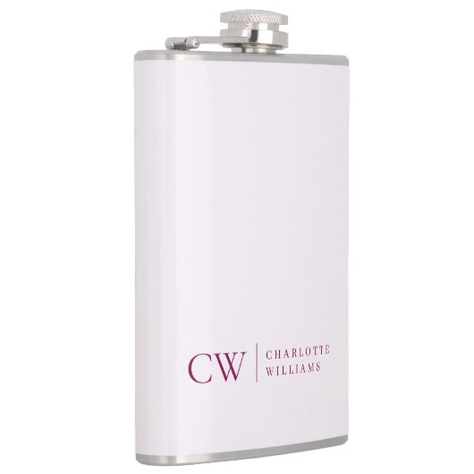 Monogramm Personalisiert rosa Initial- und Namensf Flachmann (Rechts)