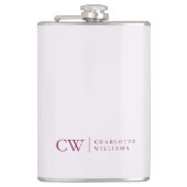 Monogramm Personalisiert rosa Initial- und Namensf Flachmann (Vorderseite)