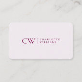 Monogramm Personalisiert rosa Visitenkarte (Vorderseite)