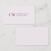 Monogramm Personalisiert rosa Visitenkarte (Vorne/Hinten)
