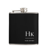Monogramm Personalisiert Schwarz-weiß Flachmann (Vorderseite)