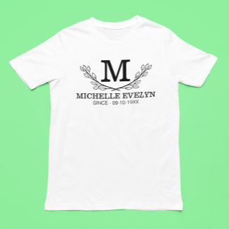 Monogramm personalisiert Schwarz-Weiß-Name Große Größe T-Shirt