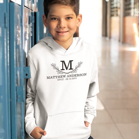 Monogramm personalisiert Schwarz-Weiß-Name Hoodie