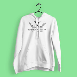 Monogramm personalisiert Schwarz-Weiß-Name Hoodie