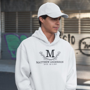 Monogramm personalisiert Schwarz-Weiß-Name Hoodie