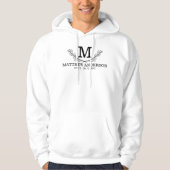Monogramm personalisiert Schwarz-Weiß-Name Hoodie (Vorderseite)