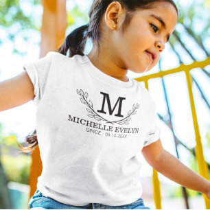 Monogramm personalisiert Schwarz-Weiß-Name T-Shirt
