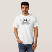 Monogramm personalisiert Schwarz-Weiß-Name T-Shirt (Vorne ganz)
