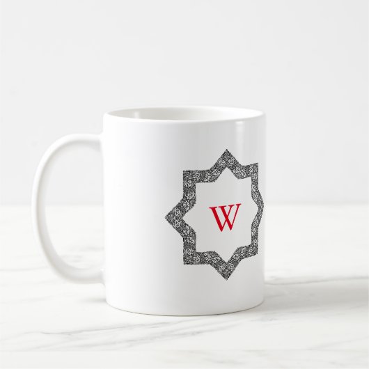 Monogramm Personalisiert Schwarz/Weiß-Swirbel-Desi Kaffeetasse (Links)