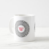 Monogramm Personalisiert Schwarz/Weiß-Swirbel-Desi Kaffeetasse (Vorderseite Links)