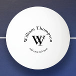 Monogramm personalisiert weiß tischtennisball<br><div class="desc">Für Tischtennisliebhaber eine mit Monogramm,  weiße Kugel (benutzerdefinierte Farbe)</div>