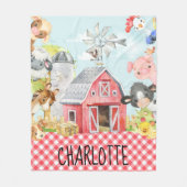 Monogramm Personalisierte Barnyard-Tiere Fleecedecke (Vorderseite)