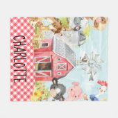 Monogramm Personalisierte Barnyard-Tiere Fleecedecke (Vorderseite (Horizontal))