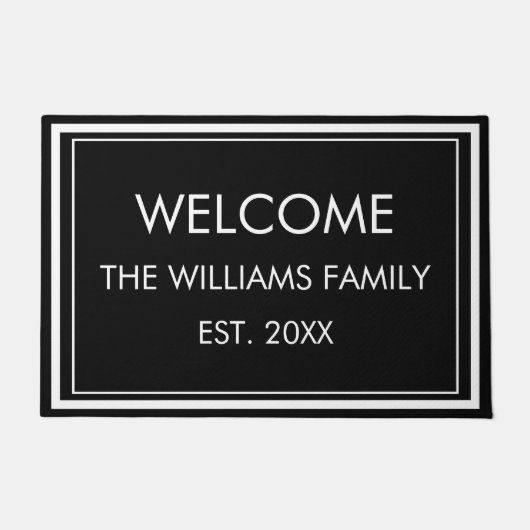 Monogramm personalisierte Familienname schwarz und Fußmatte (Vorderseite)