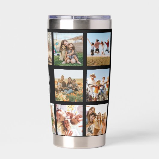 Monogramm Personalisierte FotoCollage Thermobecher (Rückseite)