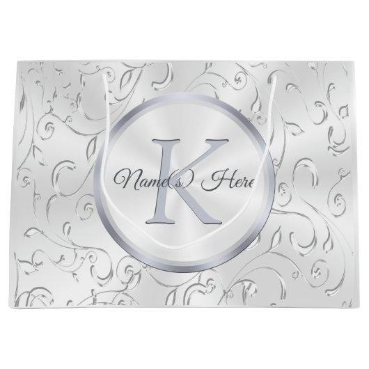 Monogramm, Personalisierte Hochzeitsgeschenktasche Große Geschenktüte (Vorderseite)