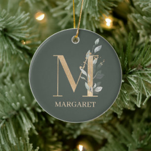 Monogramm Personalisierte Keramik Floral Ornament