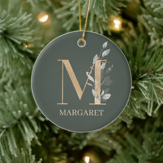 Monogramm Personalisierte Keramik Floral Ornament (Baum)