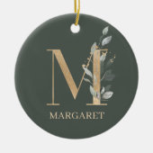 Monogramm Personalisierte Keramik Floral Ornament (Vorne)