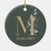 Monogramm Personalisierte Keramik Floral Ornament (Hinten)