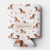 Monogramm Personalisierte Niedliche Dackel Dog Dosenkühler (Rückseite)