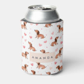 Monogramm Personalisierte Niedliche Dackel Dog Dosenkühler (Kanne Rückseite)