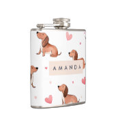 Monogramm Personalisierte Niedliche Dackel Dog Flachmann (Rechts)