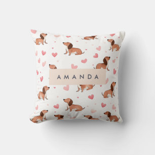Monogramm Personalisierte Niedliche Dackel Dog Kissen
