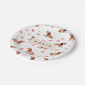 Monogramm Personalisierte Niedliche Dackel Dog Pappteller (Schrägansicht)